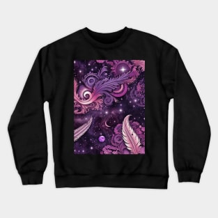 Other Worldly Designs- nebulas, stars, galaxies, planets with feathers Crewneck Sweatshirt